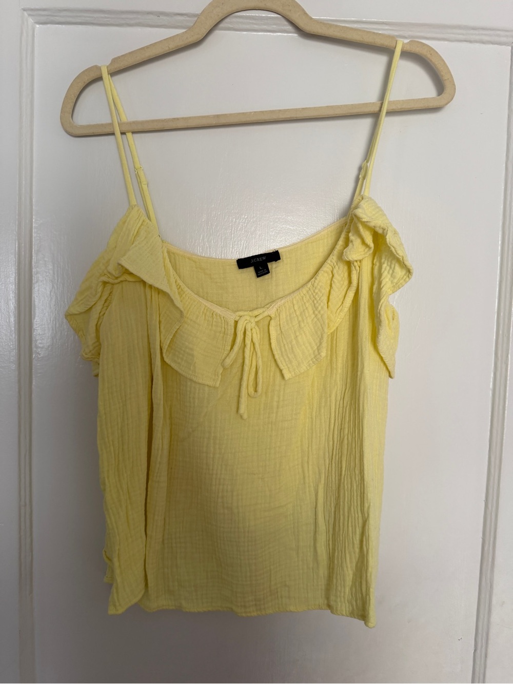 J. Crew Pale Yellow Ruffle Off-Shoulder Camisole